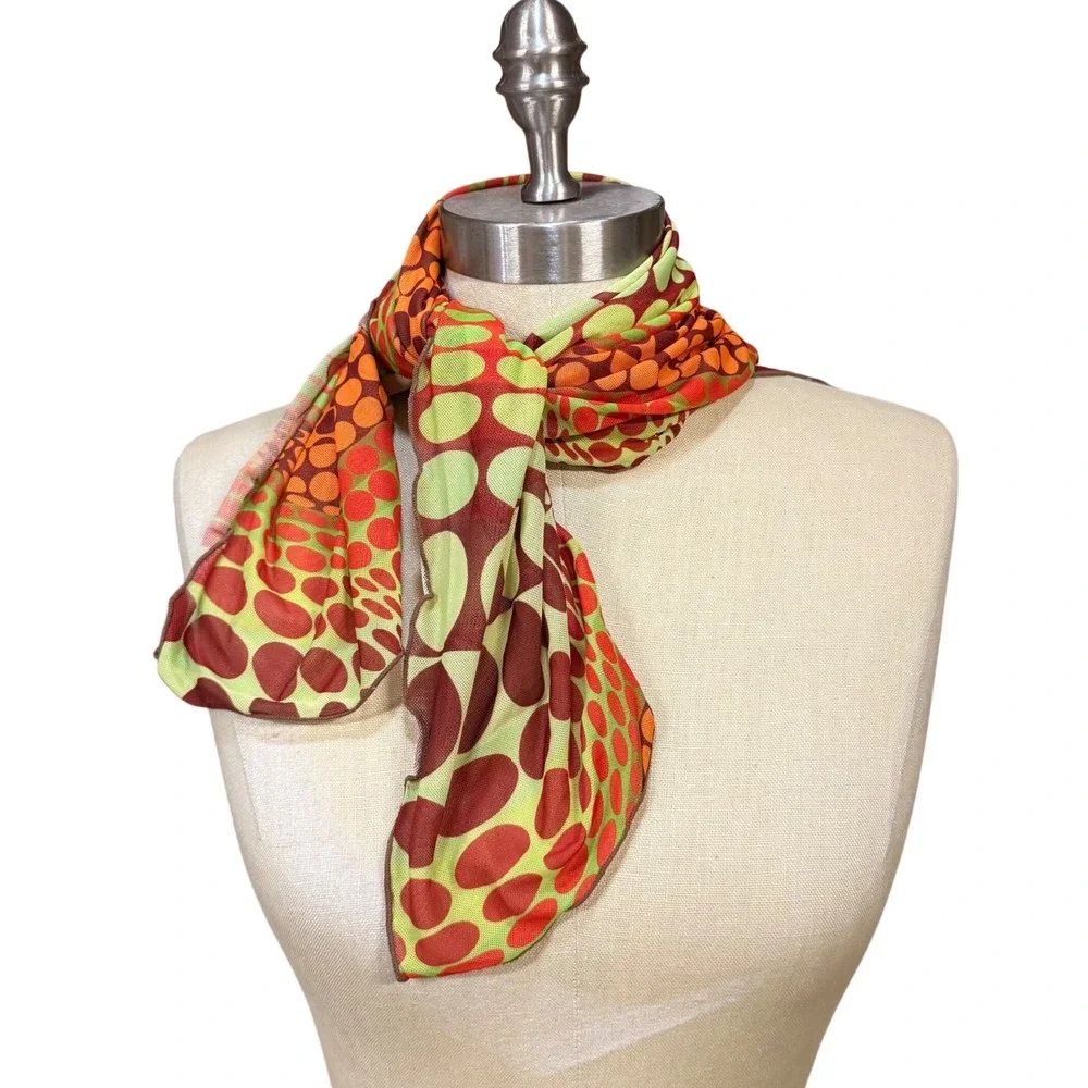 Psychedelic Scarf Headwrap Orange Dotted Mesh Optical Illusion Vector Abstract